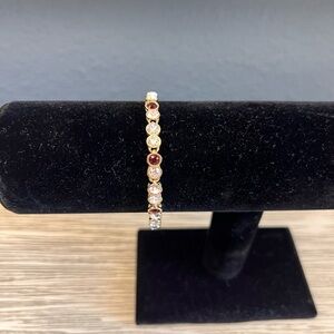 Gold and Red Gemstone Bracelet